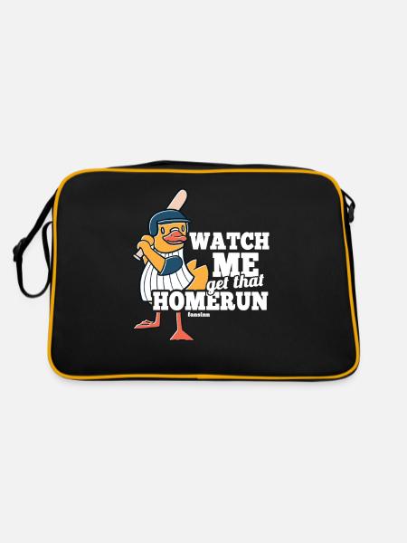 Duck Bird Baseball Gift - Retro Bag - black/gold - Back