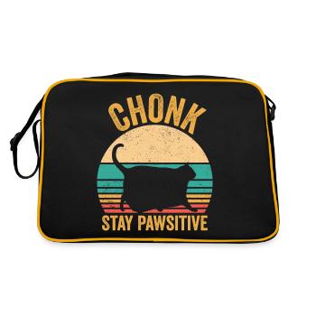 Chonk Meme Katze Chonk Aufenthalt Pawsitive - Retro Tasche - Schwarz/Gold - Hinten