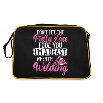 Welder Welding Female Welder - Retro Tasche - Schwarz/Gold - Hinten