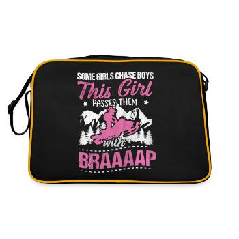 Cette fille passe devant des garçons avec une motoneige Braaaap - Sac Retro - noir/or - Dos