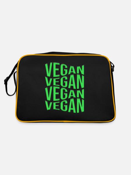 vegan - Retro Tasche - Schwarz/Gold