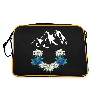 Autriche Suisse Montagnes Montagnes Gentiane Edelweiss - Sac Retro - noir/or - Dos