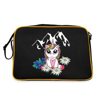 Alpes Licorne Enfants Tyrol Montagnes Sommets Fleurs - Sac Retro - noir/or - Dos