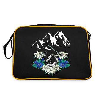 Alpes tyroliennes Gentiane Edelweiss Alpinistes Escalade - Sac Retro - noir/or - Dos