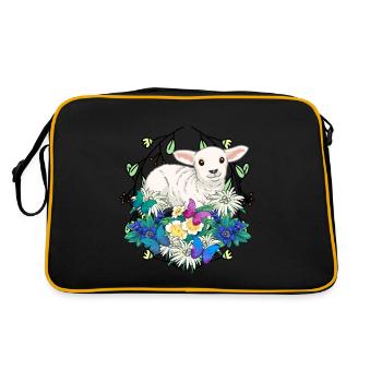 Early Spring Lamb Sheep Happy Easter Nature - Retro Bag - black/gold - Back