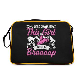 Cette fille passe devant des garçons avec une motoneige Braaaap - Sac Retro - noir/or - Dos