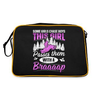 Cette fille passe devant des garçons avec une motoneige Braaaap - Sac Retro - noir/or - Dos