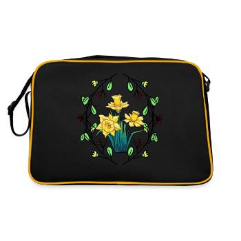 Garen Blumen Osterglocken Natur Gärtner Flora - Retro Tasche - Schwarz/Gold - Hinten