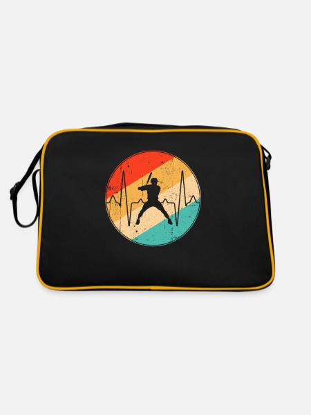 baseball retro herzschlag - Retro Tasche - Schwarz/Gold - Hinten