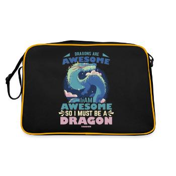 Dragons Are Awesome I Am Awesome So I Must Be A Dr - Retro Bag - black/gold - Back