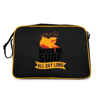 Le chien surfe sur la vague - Sac Retro - noir/or - Dos