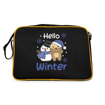 Otter Hello Winter schneemann schnee weihnachten - Retro Tasche - Schwarz/Gold - Hinten
