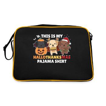 Hallothanksmas Pajama Shirt Labrador Weihnachten - Retro Tasche - Schwarz/Gold - Hinten