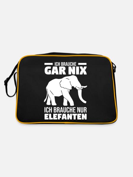 Dickhäuter Rüsseltier Dabbing Elefant - Retro Tasche - Schwarz/Gold - Hinten