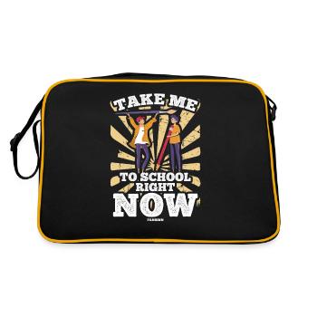 Kindergarten Schule Lehrer Spruch - Retro Tasche - Schwarz/Gold - Hinten