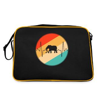 Elefant Retro Herzschlag - Retro Tasche - Schwarz/Gold - Hinten