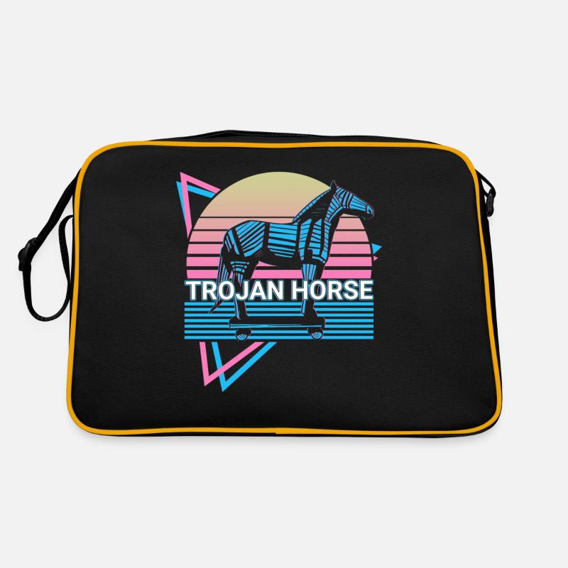 Trojanisches Pferd Troja Antike griechische Mythol - Retro Tasche - Schwarz/Gold