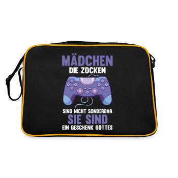 Gaming Zocken Zocker Gamer - Retro Tasche - Schwarz/Gold - Hinten