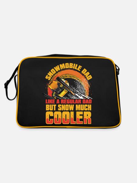 Snowmobile Dad Snow Much Cooler Motorschlitten - Retro Tasche - Schwarz/Gold - Hinten