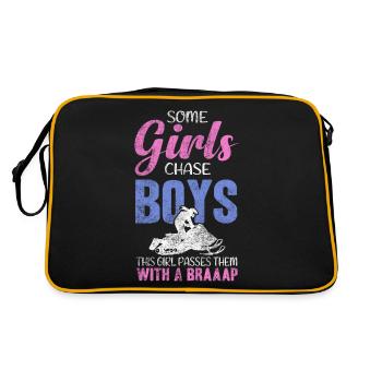 Cette fille passe devant des garçons avec une motoneige Braaaap - Sac Retro - noir/or - Dos