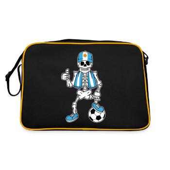 Argentinisches Fußballfan Skelett - Retro Tasche - Schwarz/Gold - Hinten
