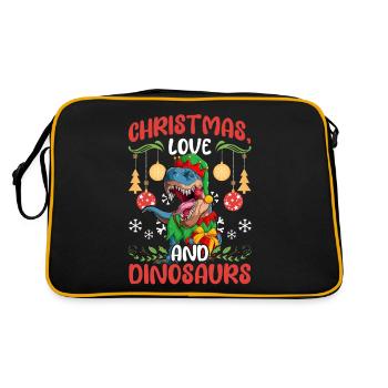 Dino Boy Boy Children Christmas Love Dinosaurs - Retro Bag - black/gold - Back