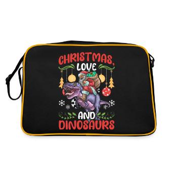 Dino Boy Boy Children Christmas Love Dinosaurs - Retro Bag - black/gold - Back