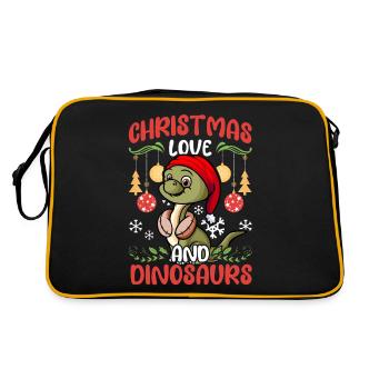 Dino Boy Boy Children Christmas Love Dinosaurs - Retro Bag - black/gold - Back