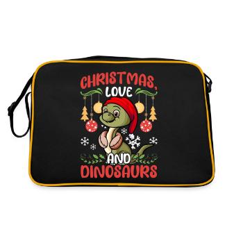 Dino Boy Boy Children Christmas Love Dinosaurs - Retro Bag - black/gold - Back