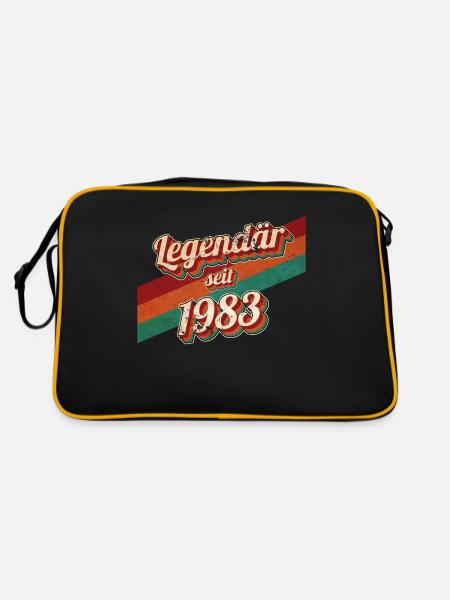 1983 Jahrgang Geburtstag Mann Frauen 1983 geboren - Retro Tasche - Schwarz/Gold - Hinten