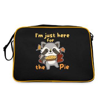 thanksgiving day outfits turkey raccoon with pie - Retro Bag - black/gold - Back
