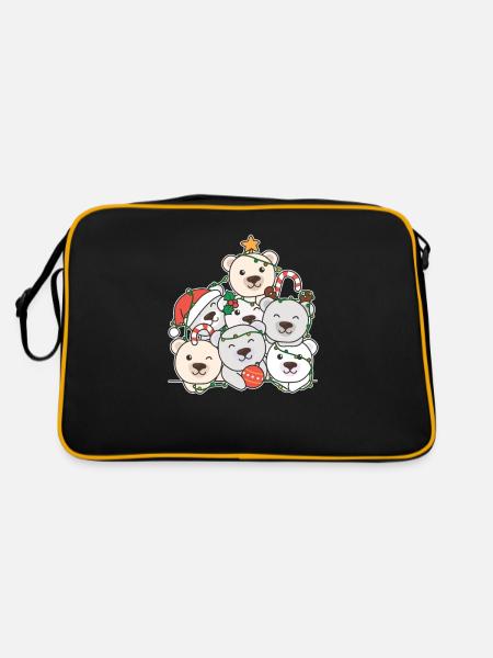 Arbre de Noël de l’ours polaire Drôle d’animal de Noël - Sac Retro - noir/or - Dos