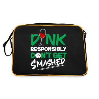 Pickleball Pun Wine Dink - Retro Bag - black/gold - Back