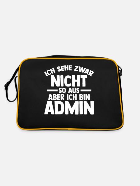 Informatiker Programmierer Admin Administrator - Retro Tasche - Schwarz/Gold - Hinten
