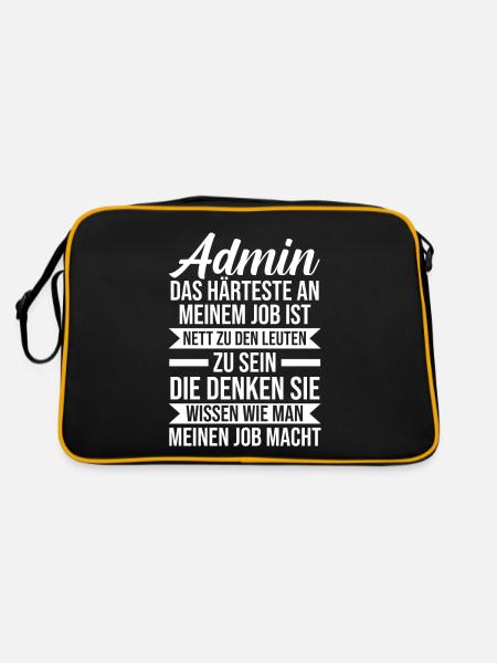 Informatiker Programmierer Admin Administrator - Retro Tasche - Schwarz/Gold - Hinten