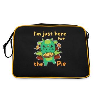 thanksgiving day outfits turkey dragon with pie - Retro Bag - black/gold - Back