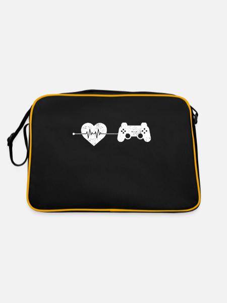 gaming Herzschlag - Retro Tasche - Schwarz/Gold