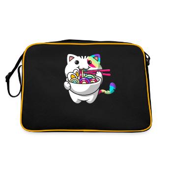 Kawaii Cat Japanese Ramen Noodles Rainbow Ni - Retro Bag - black/gold - Back