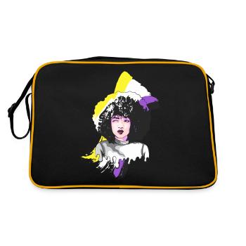Afro Girl Nonbinary Pride Black Story Mela - Retro Bag - black/gold - Back