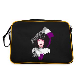 Afro Girl Asexuelle Flagge Schwarze Geschichte Mel - Retro Tasche - Schwarz/Gold - Hinten