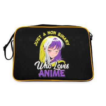Non-binary anime girl Just a non-binary, - Retro Bag - black/gold - Back