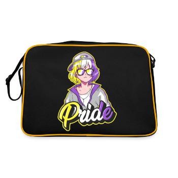 Nonbinary Stolz Japanisch Cool Anime Mädchen Non B - Retro Tasche - Schwarz/Gold - Hinten