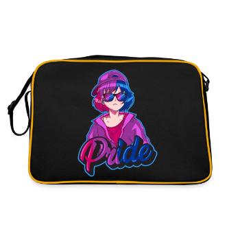 Bisexual Pride Bi Japanese Cool Anime Girl Bi - Retro Bag - black/gold - Back