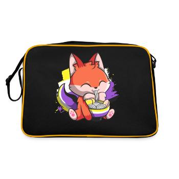 Non-Binary Pride Kawaii Fox Ramen Noodles Not - Retro Bag - black/gold - Back
