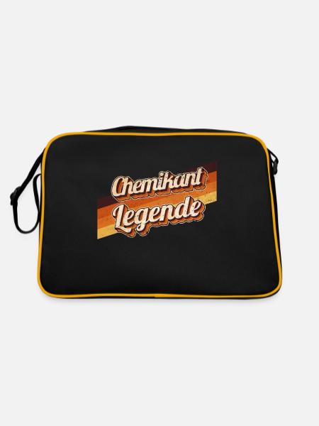 Laborant Geburtstag als Legende geboren Chemikant - Retro Tasche - Schwarz/Gold - Hinten