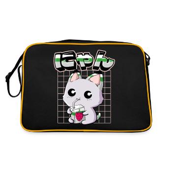 Demiromantic Pride Kawaii Cat Strawberry Milk - Sac Retro - noir/or - Dos