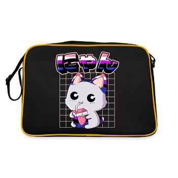 Genderfluid Stolz Kawaii Cat Strawberry Milk - Retro Bag - black/gold - Back