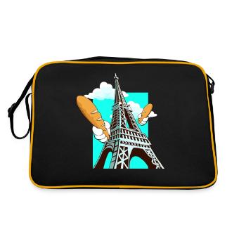 Funny Eiffel Tower French Bread Baguette - Retro Bag - black/gold - Back