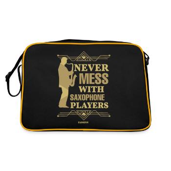 Never Mess With Saxophone Players - Retro Bag - black/gold - Back