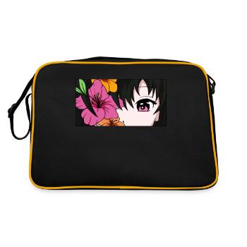 Bloomcore Esthétique Anime Fille Yeux Flower Co - Sac Retro - noir/or - Dos